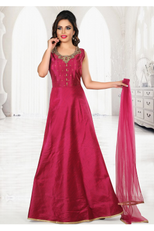 Ruby Red Color Party Wear Gown